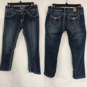 YMI Juniors Jean Capris Size 7 Embellished Dark